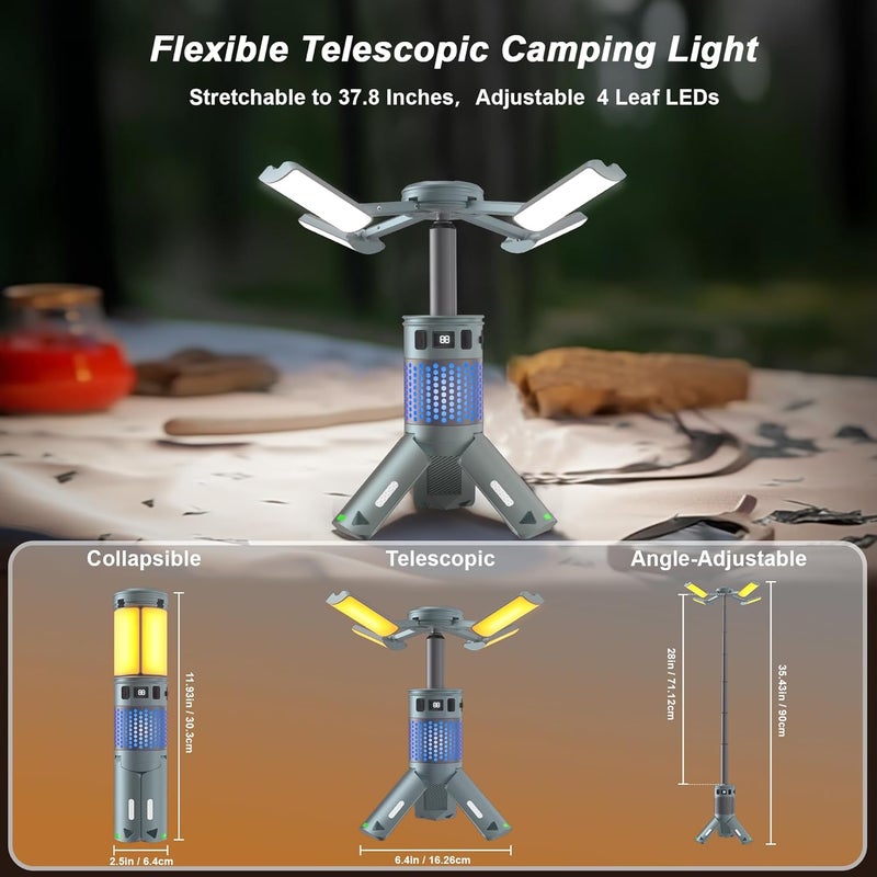 LUXMO PREMIUM Camping Lights, Rechargeable Telescopic Camping Lights with Stand,12,000mAh Camping Lanterns & Lights with RGB, Magnetic Base, Portable Flashlights for Camping, Hiking, Emergency - Image 2